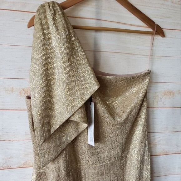Dress The Population Savanah Metallic One Shoulder Maxi Dress Women's Size 2X - Picture 4 of 11